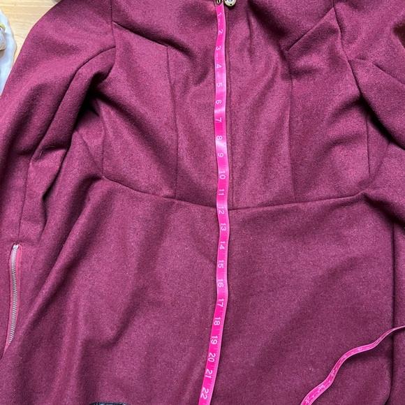 Burgundy Wrap Coat (size M, fits like an XS, see measurements) - Picture 6 of 8